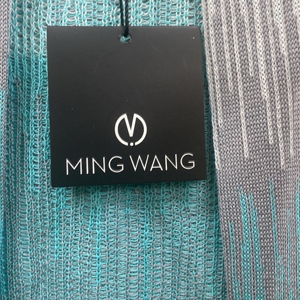 Ming Wang women’s L NWT Teal and white Knit jacket - Picture 2 of 5